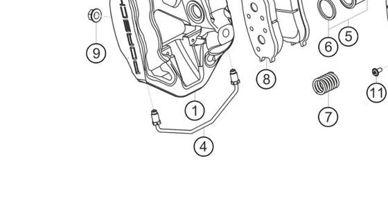 991.352.428.8A — Fixed brake caliper, rear RH — exploded diagram (PA10 0194 Cayman GT4 Clubsport MY2016 Parts-Catalog p43) — fitment reference only