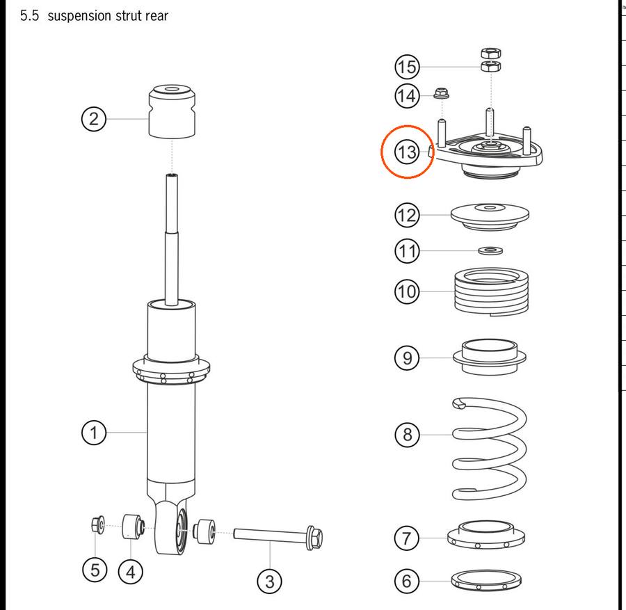 991.333.061.8C — Suspension support bearing, rear (strut top mount) — exploded diagram (PA10 0353 911 GT3 Cup MY2018 2019 Parts-Catalog p99) — fitment reference only — position highlighted