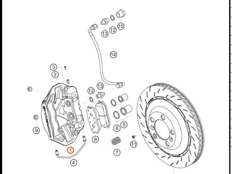 991.352.427.8A — Fixed brake caliper, rear LH — exploded diagram (PA10 0194 Cayman GT4 Clubsport MY2016 Parts-Catalog p43) — fitment reference only — position highlighted