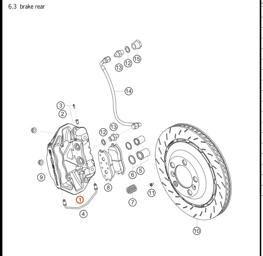 991.352.427.8A — Fixed brake caliper, rear LH — exploded diagram (PA10 0194 Cayman GT4 Clubsport MY2016 Parts-Catalog p43) — fitment reference only — position highlighted