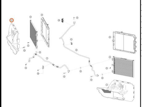 982.121.334.D — Air duct element, A/C condenser, front RH — exploded diagram (PA10 0458 Cayman GT4 Clubsport MY2019 2020 Parts-Manual p135) — fitment reference only — position highlighted