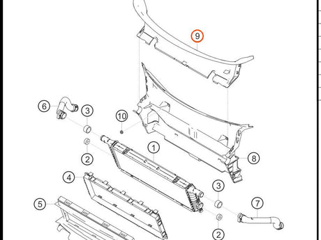 982.121.673.A — Air duct element, center radiator, LH — exploded diagram (PA10 1041 718 GT4 RS Clubsport MY2020 p32) — fitment reference only — position highlighted