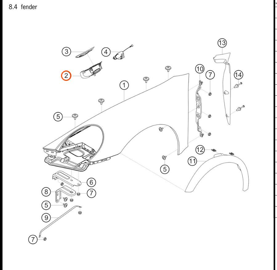 991.504.142.04 — Fuel filler cup assembly — exploded diagram (PA10 0353 911 GT3 Cup MY2018 2019 Parts-Catalog p119) — fitment reference only — position highlighted