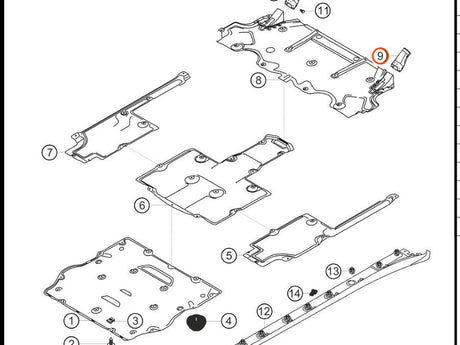 991.575.429.8A — Brake-air duct, underbody, LH — exploded diagram (2016-991-Cup Parts-Catalogue-V2 p125) — fitment reference only — position highlighted