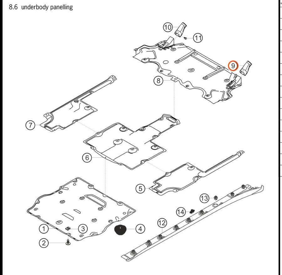 991.575.429.8A — Brake-air duct, underbody, LH — exploded diagram (2016-991-Cup Parts-Catalogue-V2 p125) — fitment reference only — position highlighted