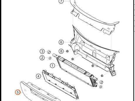 991.575.141.90 1E0 — Air routing, center radiator — exploded diagram (2016-991-Cup Parts-Catalogue-V2 p36) — fitment reference only — position highlighted