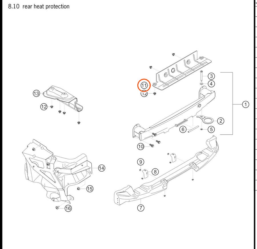 991.505.471.00 — Heat-protection carrier, centre upper (rear heat protection) — exploded diagram (PA10 0193 911 GT3 R MY2016 2017 Parts-Manual p116) — fitment reference only — position highlighted