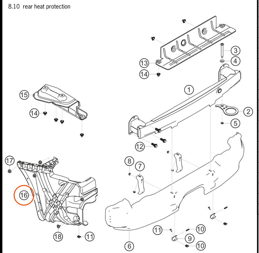 991.505.632.8A — Holder, lateral, rear heat protection, RH — exploded diagram (2016-991-Cup Parts-Catalogue-V2 p131) — fitment reference only — position highlighted