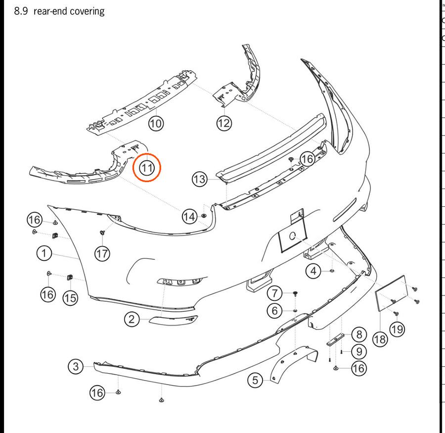 991.505.835.06 — Grip channel, rear, LH — exploded diagram (2016-991-Cup Parts-Catalogue-V2 p130) — fitment reference only — position highlighted