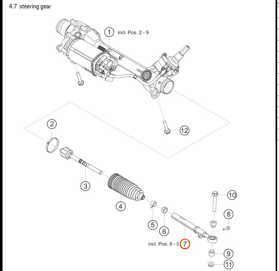 9F1.419.799.B — Tie rod, front axle — exploded diagram (PA10 0842 911-GT3-Cup-MY2021-2025-Typ-992 Parts-Manual English p94) — fitment reference only — position highlighted