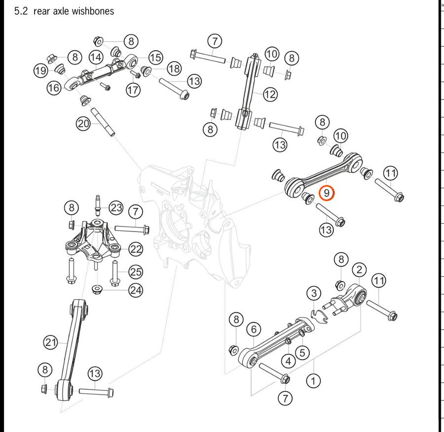 991.331.047.8E — Wishbone, upper, rear axle — exploded diagram (PA10 0353 911 GT3 Cup MY2018 2019 Parts-Catalog p93) — fitment reference only — position highlighted