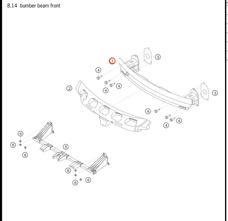 982807109B — Front bumper bar, complete — exploded diagram (PA10 0458 Cayman GT4 Clubsport MY2019 2020 Parts-Manual p115) — fitment reference only — position highlighted