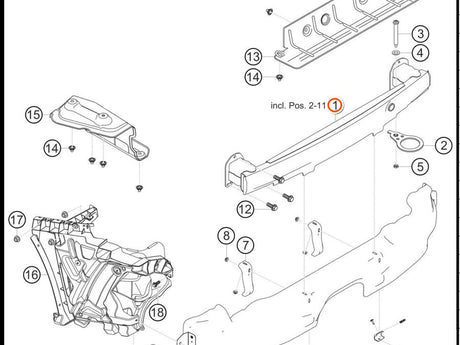 991.505.141.9B — Rear bumper support, complete — exploded diagram (PA10 0353 911 GT3 Cup MY2018 2019 Parts-Catalog p130) — fitment reference only — position highlighted