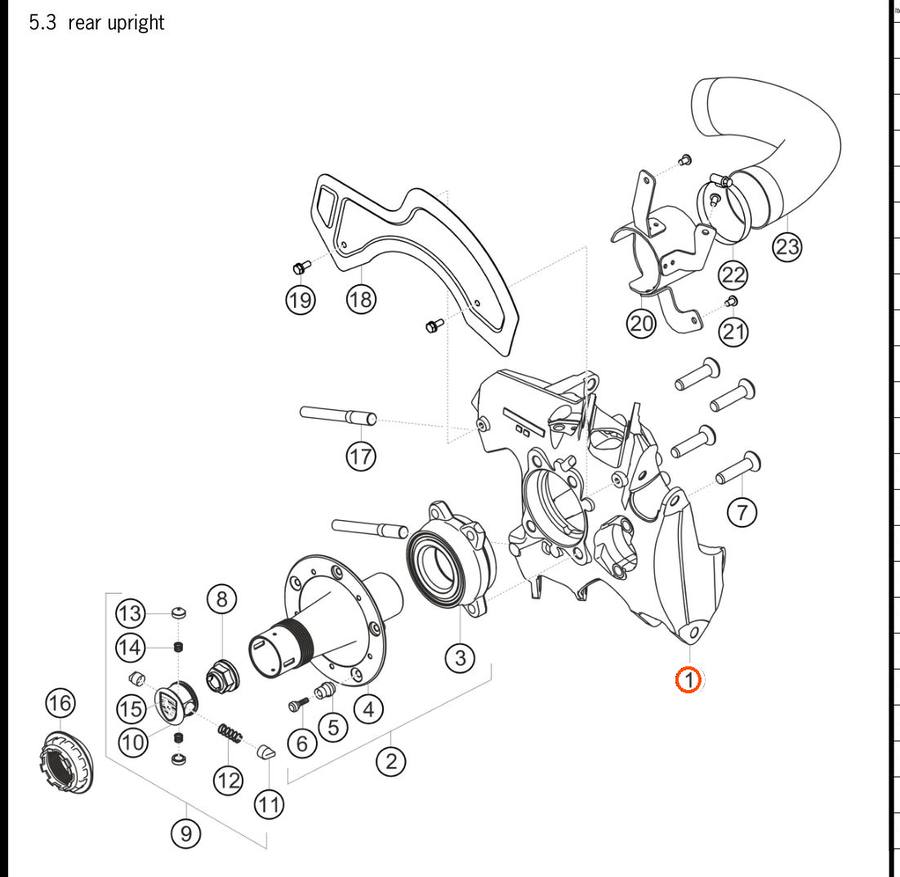 991.331.611.8A — Rear wheel carrier (upright), left — exploded diagram (2016-991-Cup Parts-Catalogue-V2 p100) — fitment reference only — position highlighted