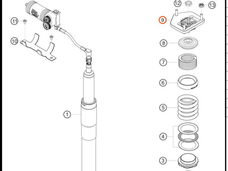 9F2412327 — Front strut support bearing (top mount) — exploded diagram (PA10 0458 Cayman GT4 Clubsport MY2019 2020 Parts-Manual p67) — fitment reference only — position highlighted